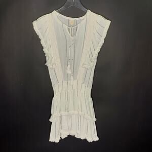 Surf Gypsy Fringe Trim Ruffled Swim Cover Up S Beach Pool Travel Vacation